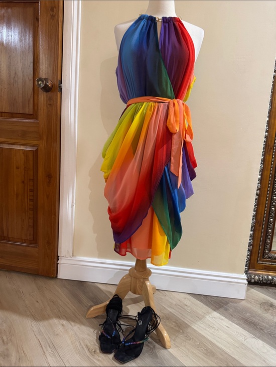 New York & Company Dresses & Skirts - New York & Company Rainbow Halter Mini Dress - Multi
